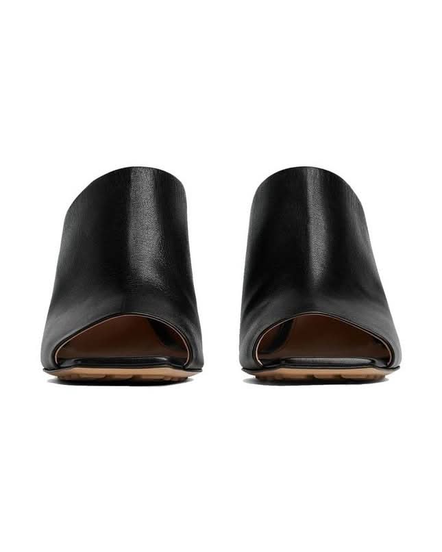 Bottega Veneta Black Leather Lamb Mules