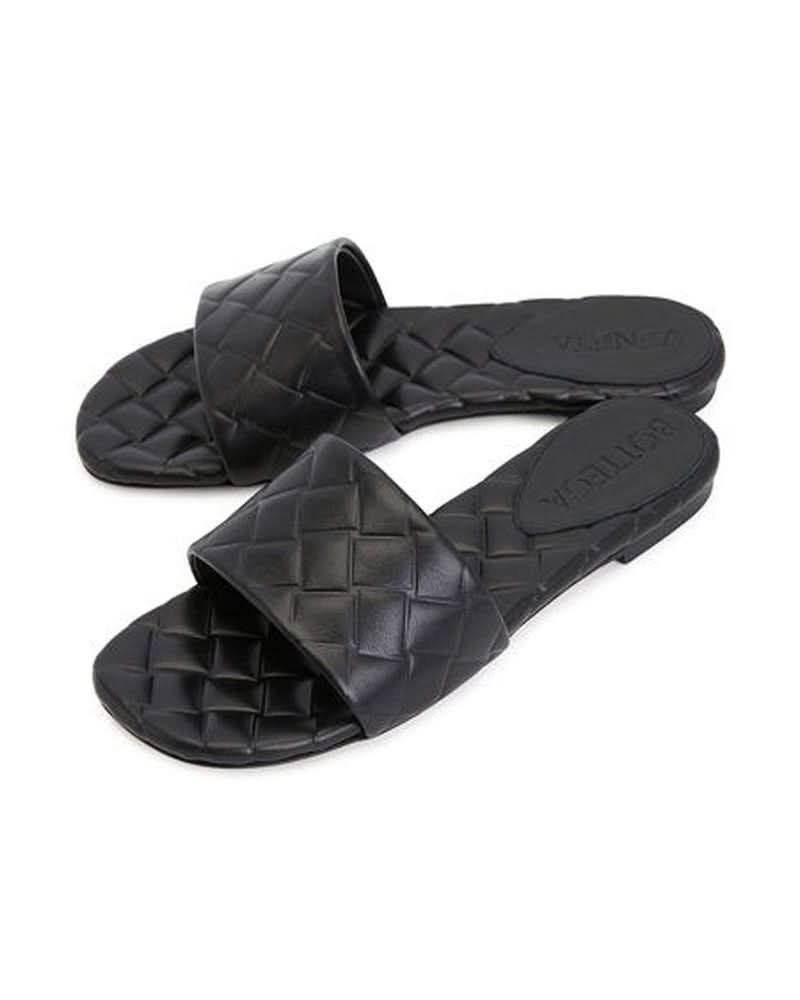 Bottega Veneta Black Leather Lamb Mules Flats