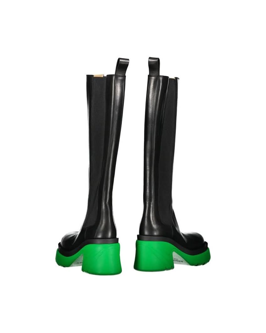 Bottega Veneta Black Leather Over The Knee