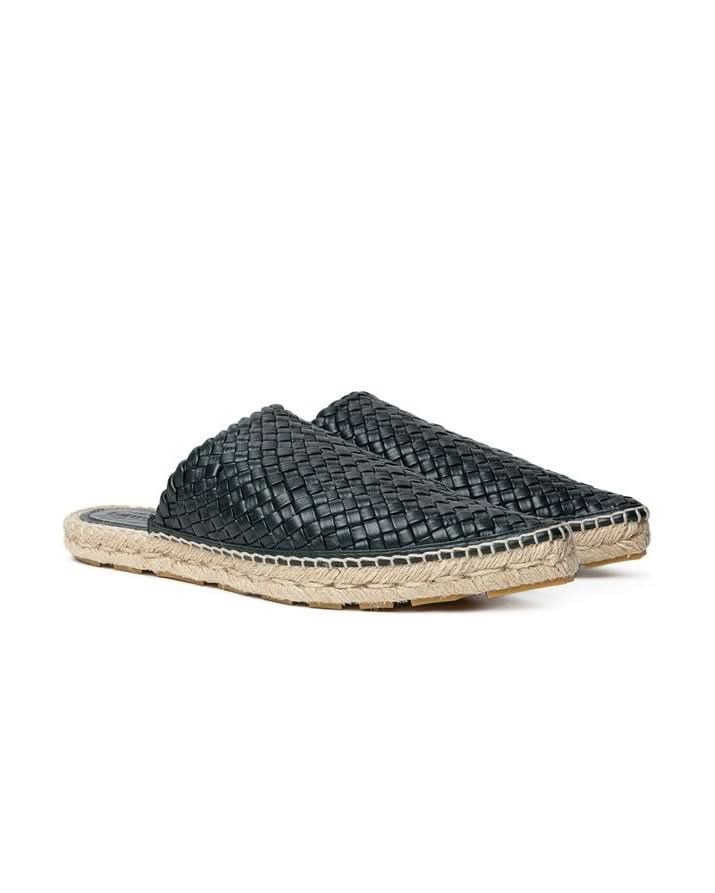 Bottega Veneta Green Leather Espadrille Flats