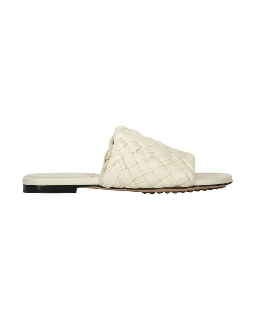 Bottega Veneta White Leather Lamb Mules