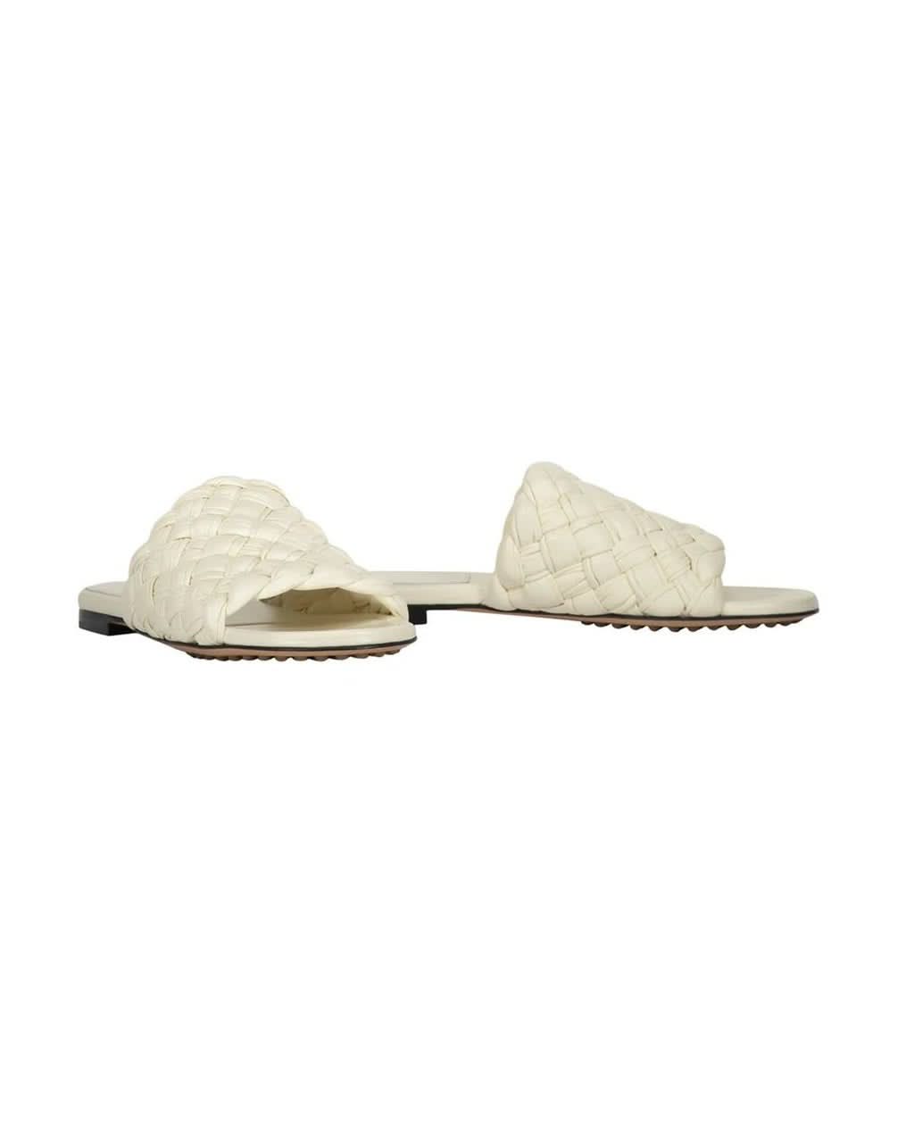 Bottega Veneta White Leather Lamb Mules