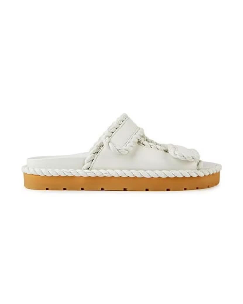 Bottega Veneta White Leather Lamb Sandals Flats