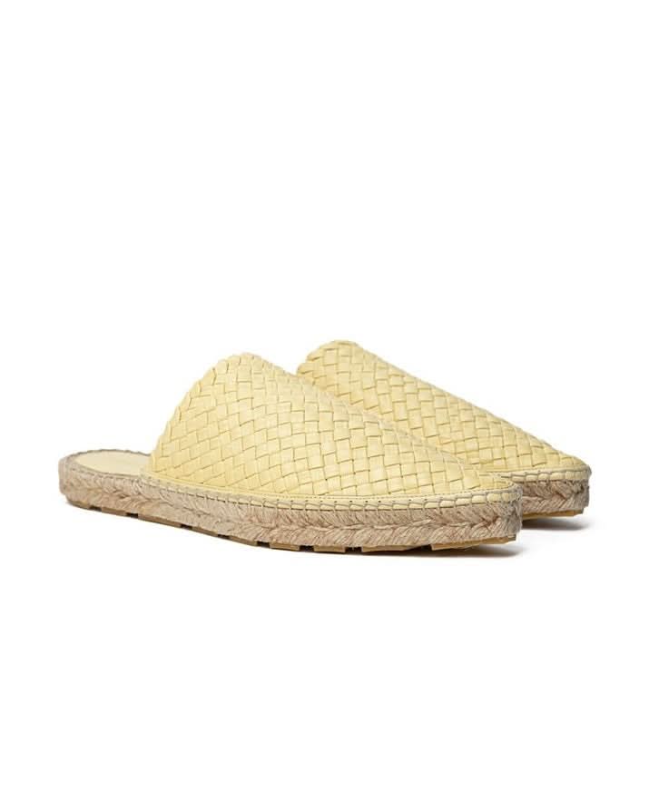 Bottega Veneta Yellow Leather Espadrille Flats