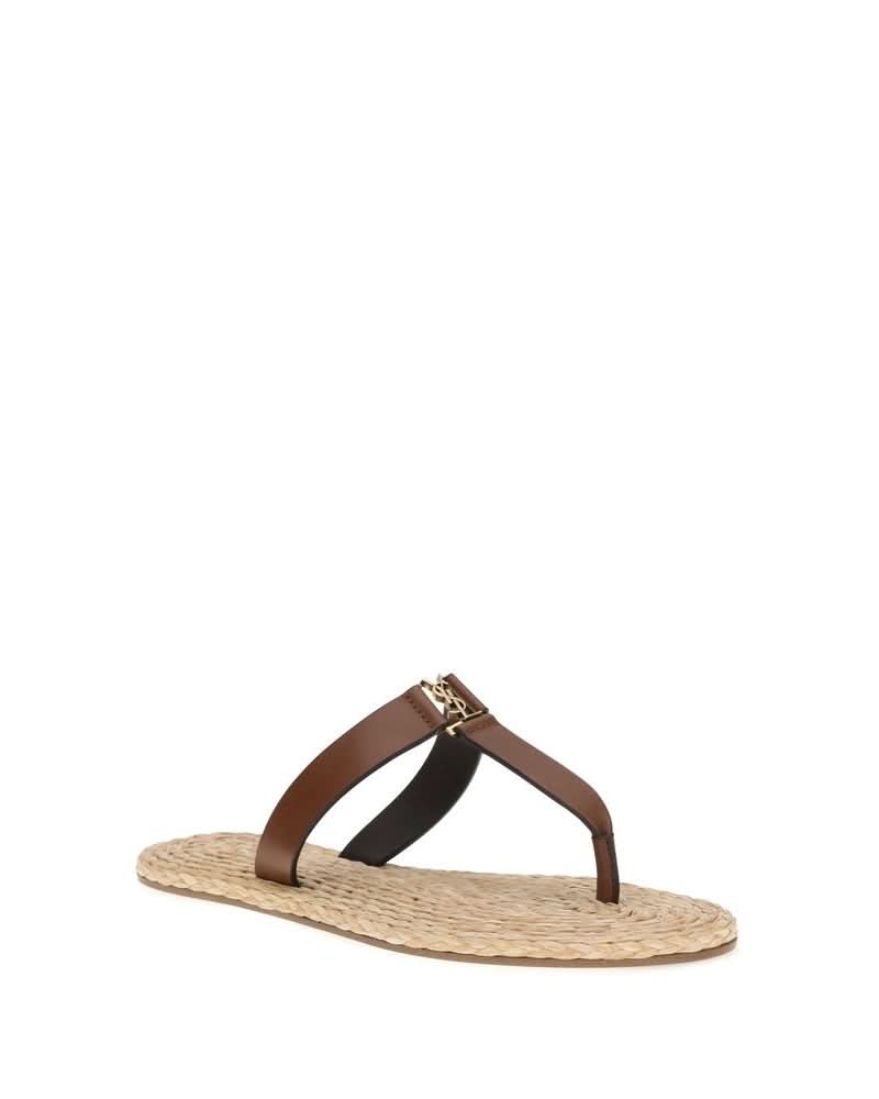 Saint Laurent Brown Flat Sandals Glam Steals
