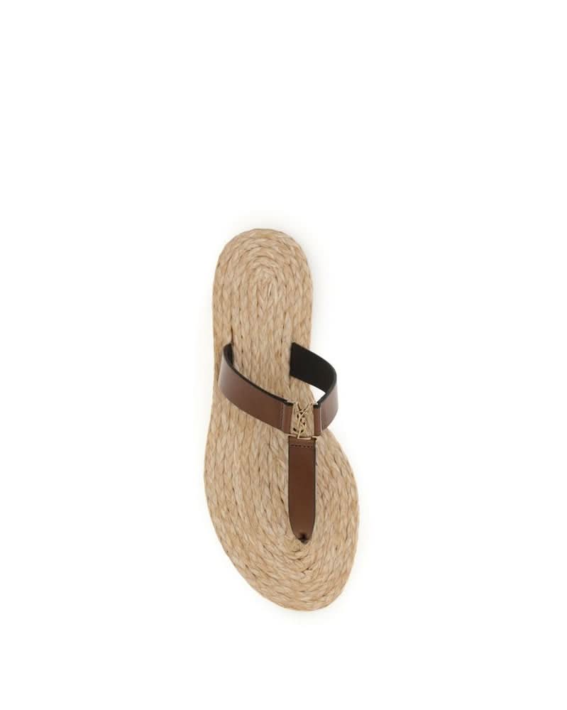 Saint Laurent Brown Flat Sandals Glam Steals