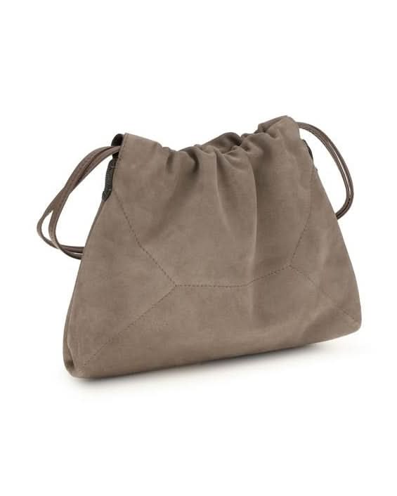 Brunello Cucinelli Beige Calf Leather Bos Taurus Shoulder Bag Shoulder Bags