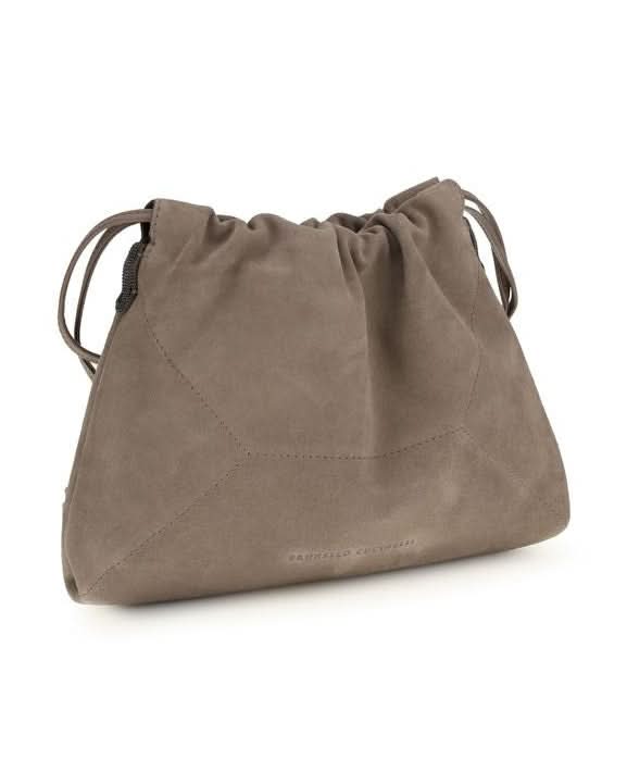 Brunello Cucinelli Beige Calf Leather Bos Taurus Shoulder Bag Shoulder Bags