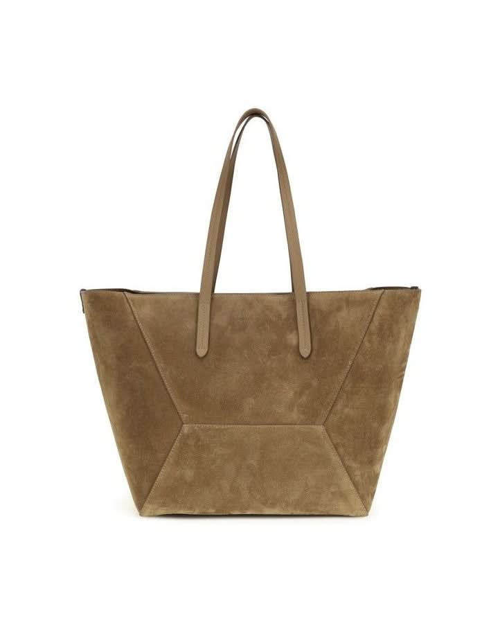 Brunello Cucinelli Beige Calf Leather Bos Taurus Shoulder Bag