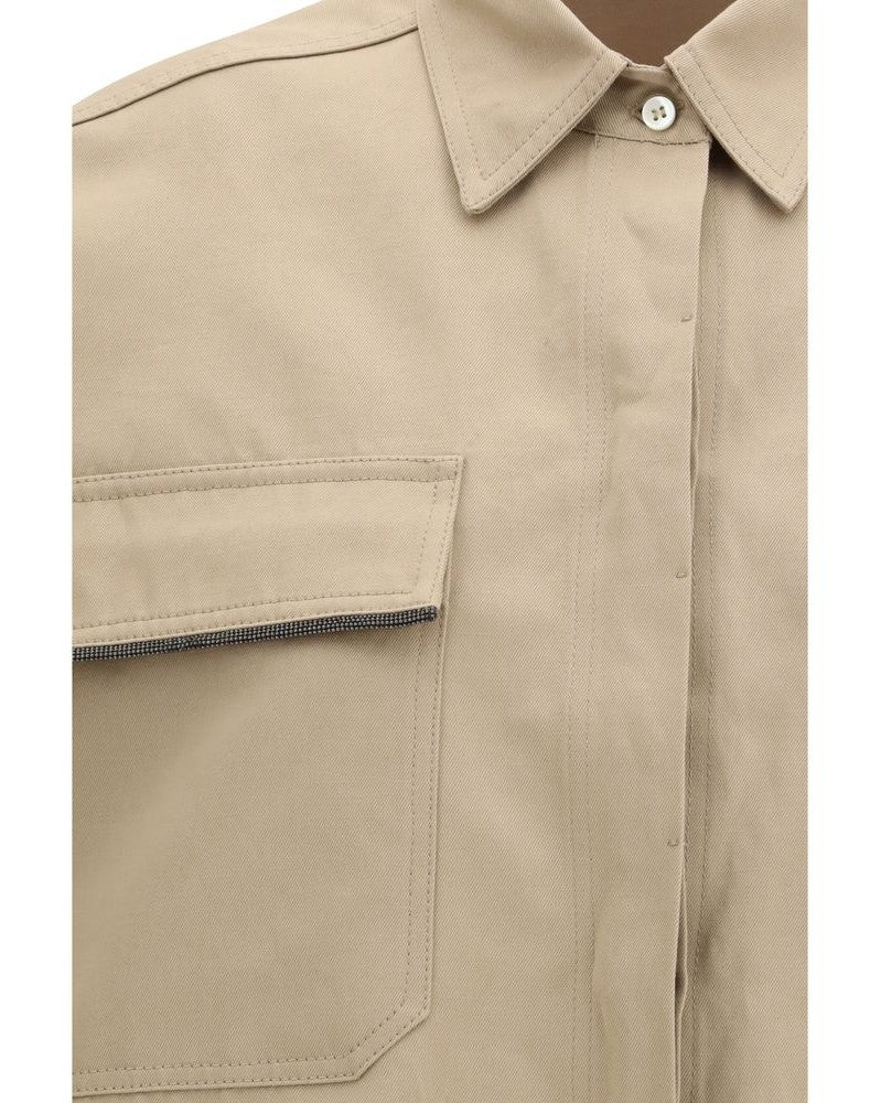 Brunello Cucinelli Beige Cotton Shortsleeve Shirt Glam Steals