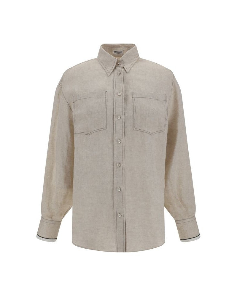 Brunello Cucinelli Beige Linen Shirt Glam Steals