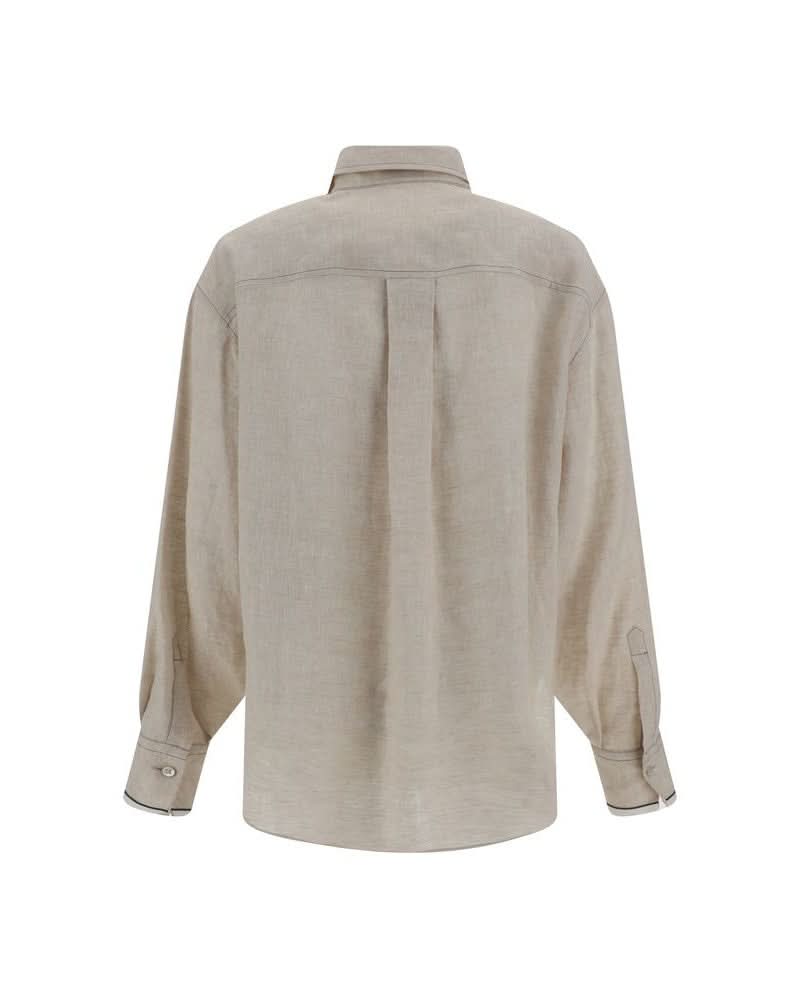 Brunello Cucinelli Beige Linen Shirt Glam Steals