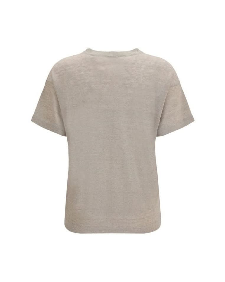 Brunello Cucinelli Beige Linen T-shirt Glam Steals
