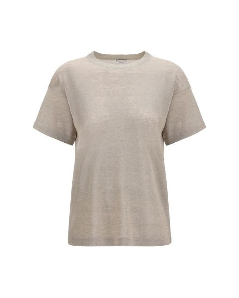 Brunello Cucinelli Beige Linen T-shirt Glam Steals