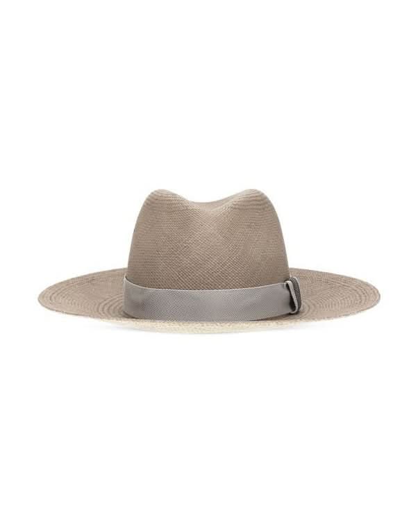 Brunello Cucinelli Beige Straw Fedora Glam Steals