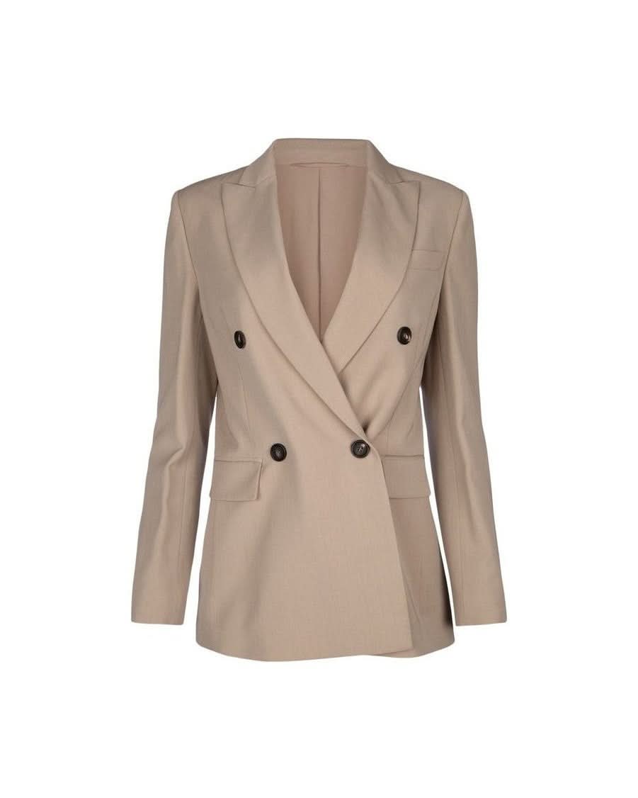 Brunello Cucinelli Beige Virgin Wool Blazer Coats & Jackets