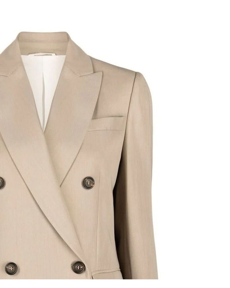 Brunello Cucinelli Beige Virgin Wool Blazer Coats & Jackets