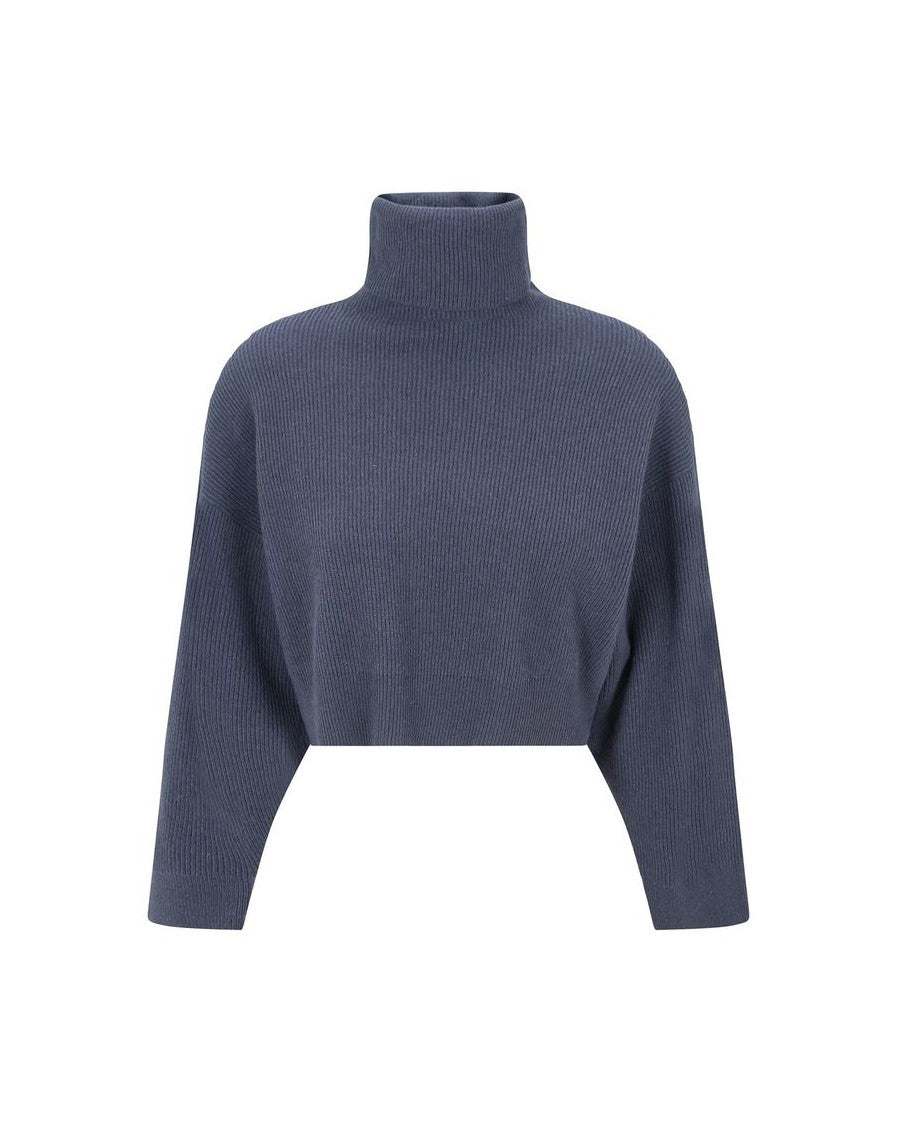 Brunello Cucinelli Blue Cashmere Turtleneck Sweater Glam Steals