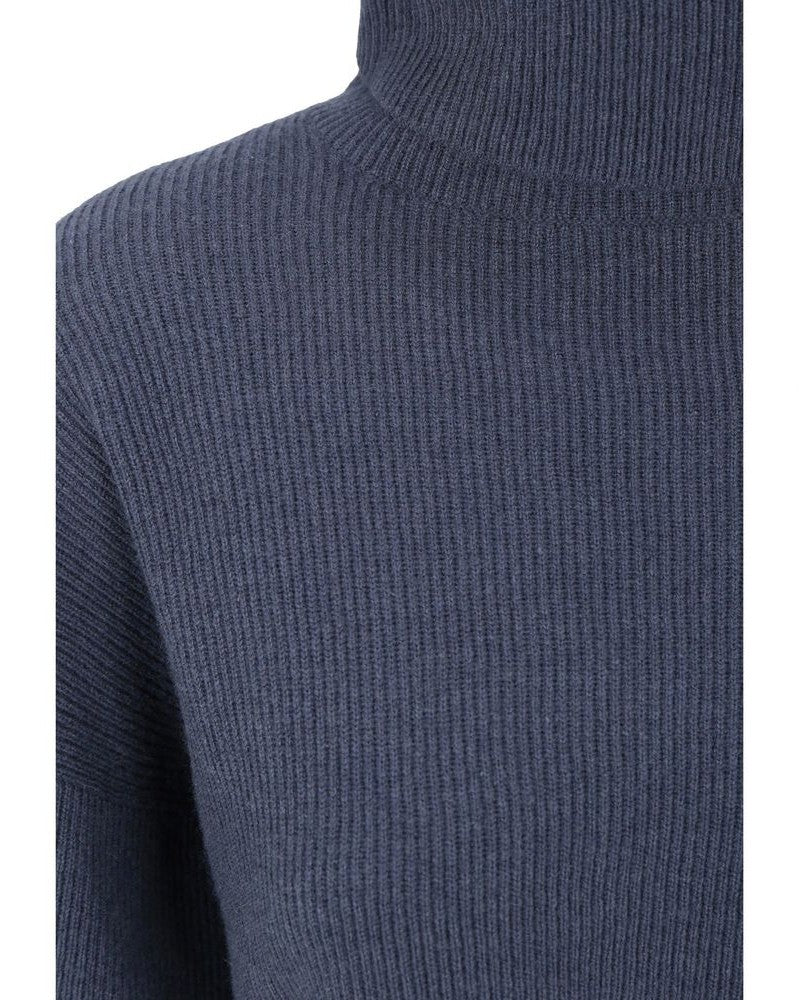 Brunello Cucinelli Blue Cashmere Turtleneck Sweater Glam Steals