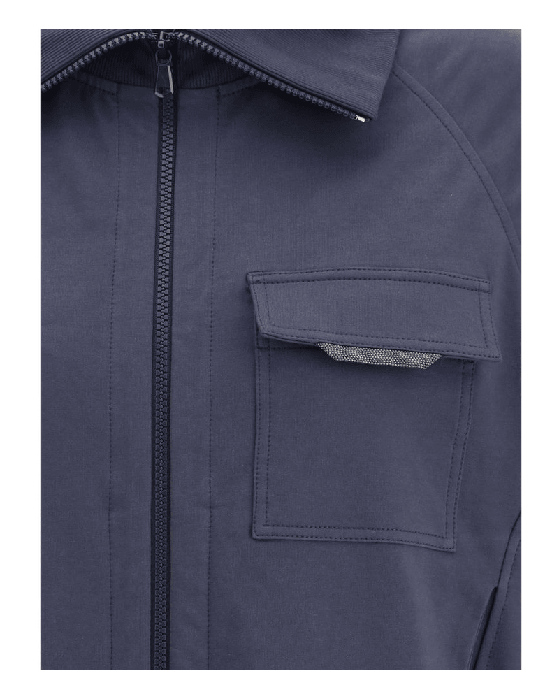 Brunello Cucinelli Blue Cotton Bomber Glam Steals