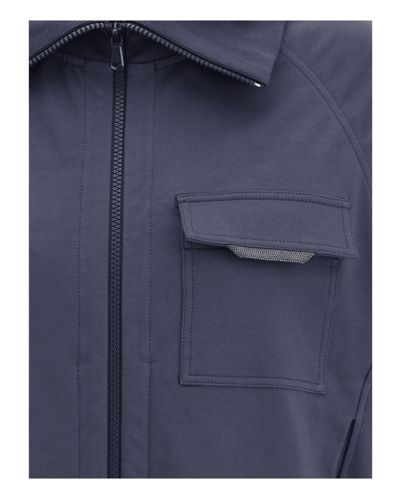 Brunello Cucinelli Blue Cotton Bomber Glam Steals