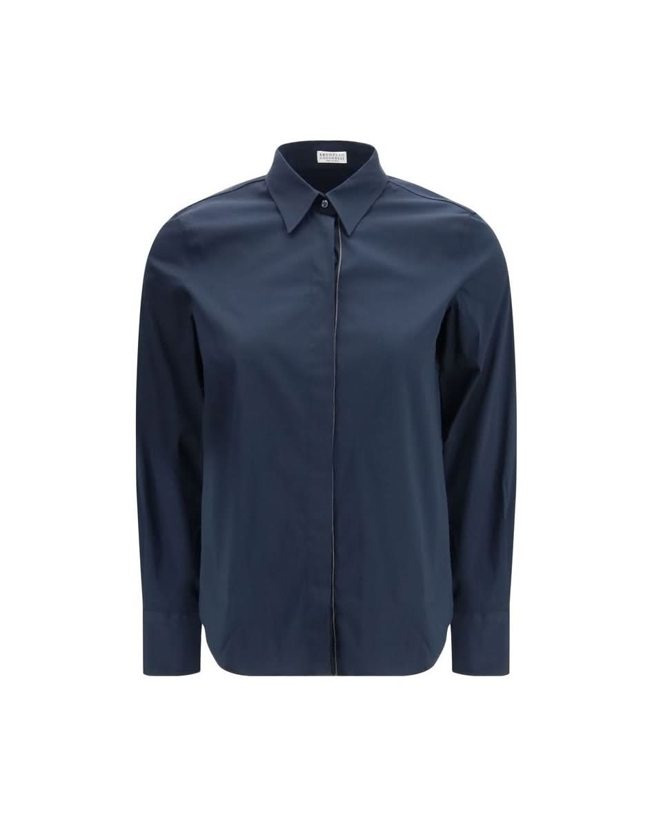 Brunello Cucinelli Blue Cotton Dress Shirt