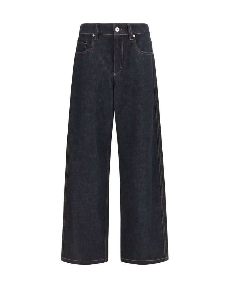 Brunello Cucinelli Blue Cotton Straight Leg Jeans Glam Steals