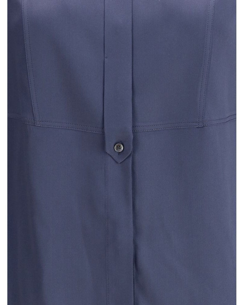 Brunello Cucinelli Blue Silk Blouse