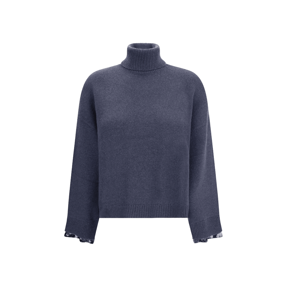 Brunello Cucinelli Blue Wool Fleece Turtleneck