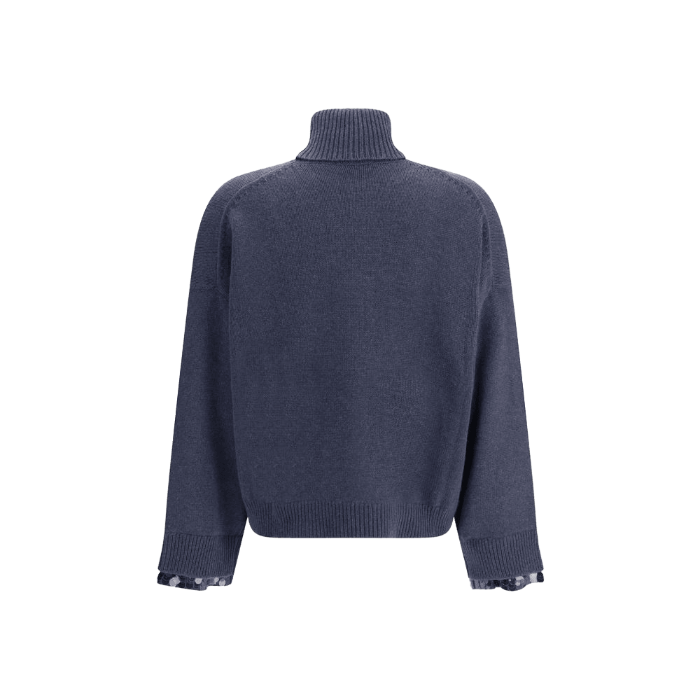 Brunello Cucinelli Blue Wool Fleece Turtleneck