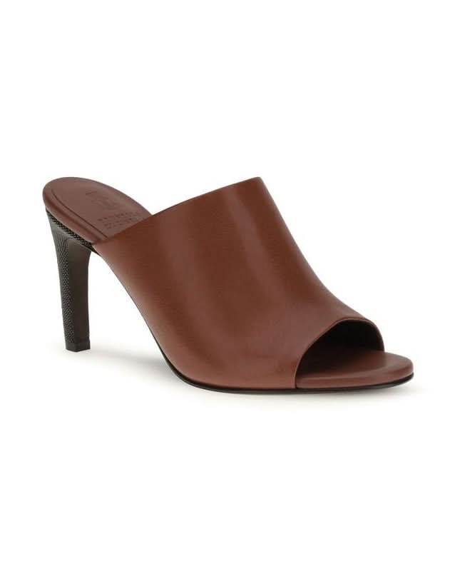Brunello Cucinelli Brown Calf Leather Bos Taurus High Heel Pumps Heels