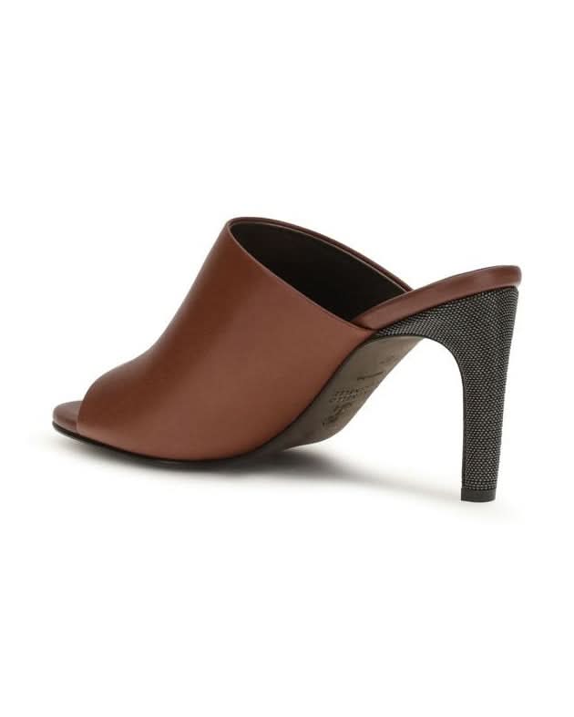 Brunello Cucinelli Brown Calf Leather Bos Taurus High Heel Pumps Heels