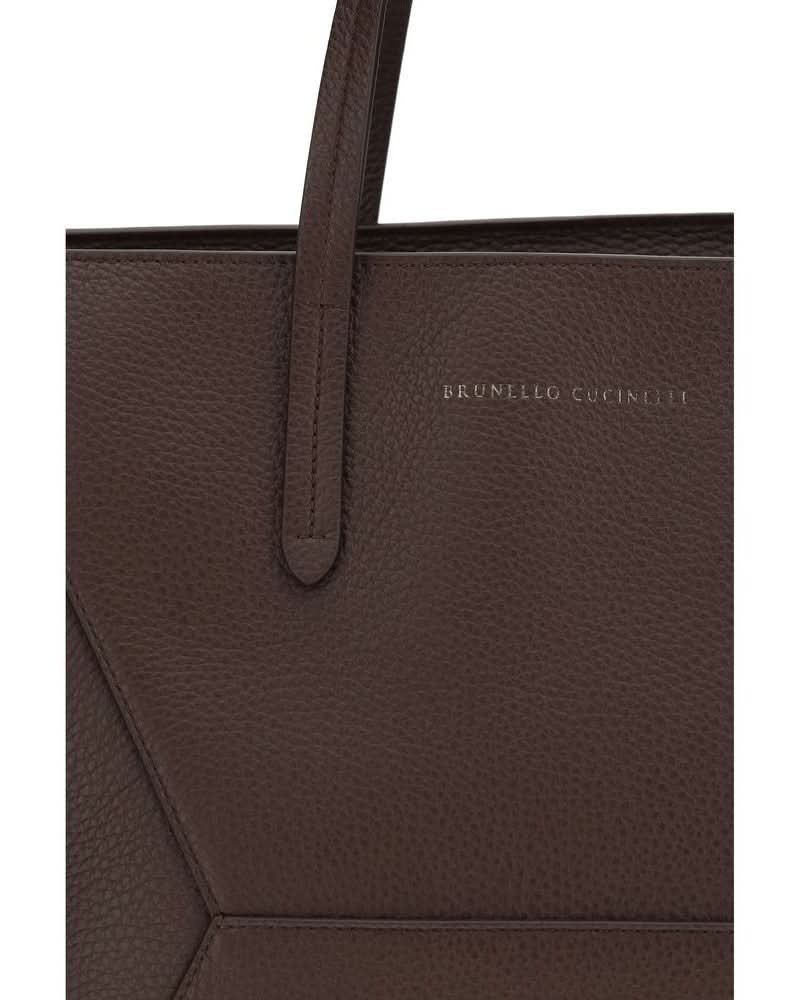 Brunello Cucinelli Brown Calf Leather Bos Taurus Shoulder Bag