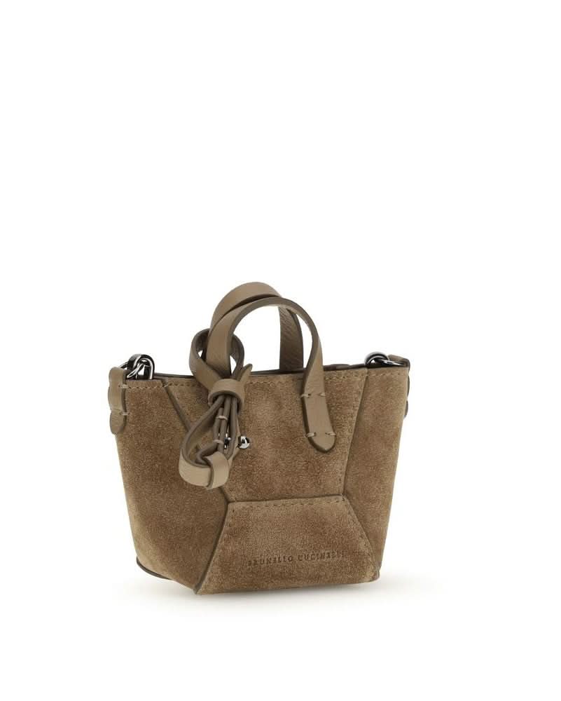 Brunello Cucinelli Brown Calf Leather Bos Taurus Shoulder Bag