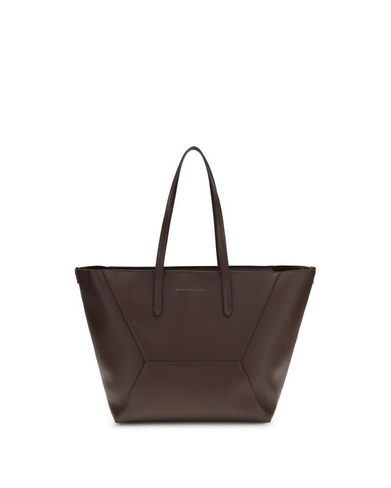Brunello Cucinelli Brown Calf Leather Bos Taurus Shoulder Bag