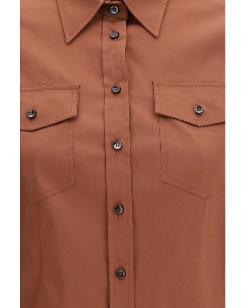 Brunello Cucinelli Brown Cotton Blouse Glam Steals
