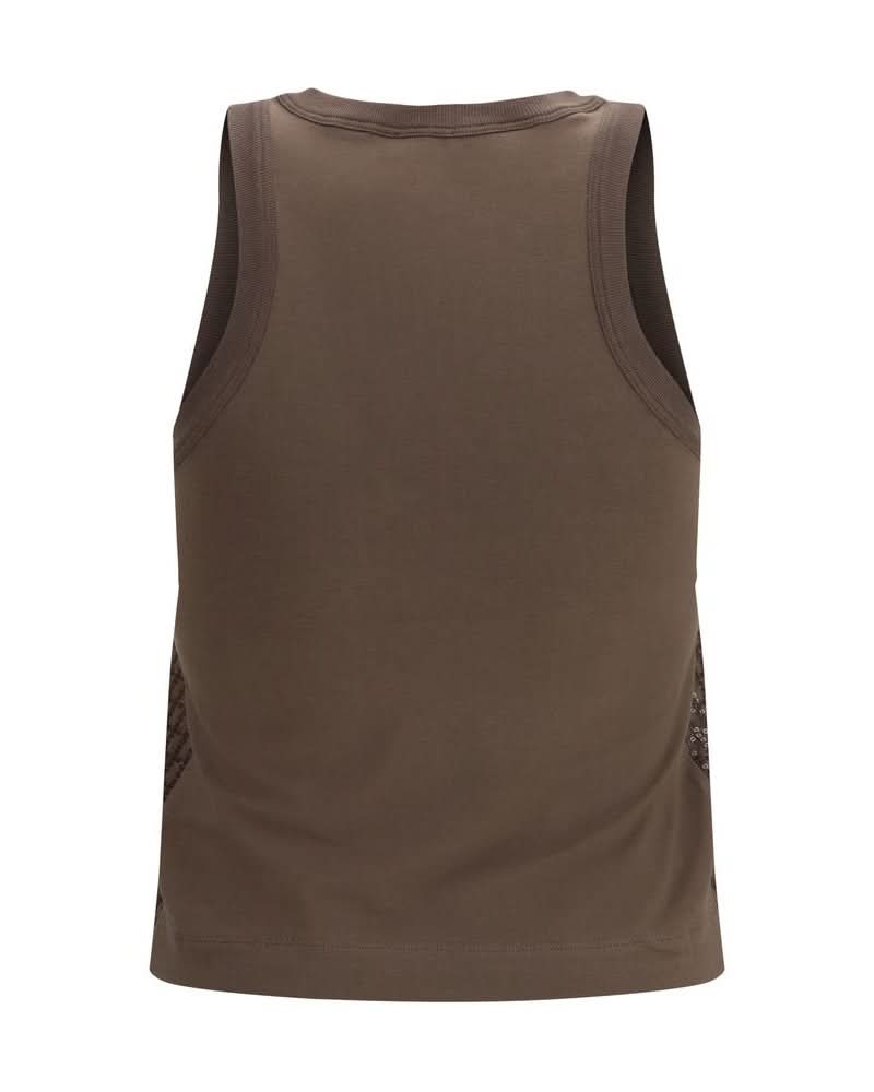 Brunello Cucinelli Brown Cotton Sleeveles T-shirt Glam Steals