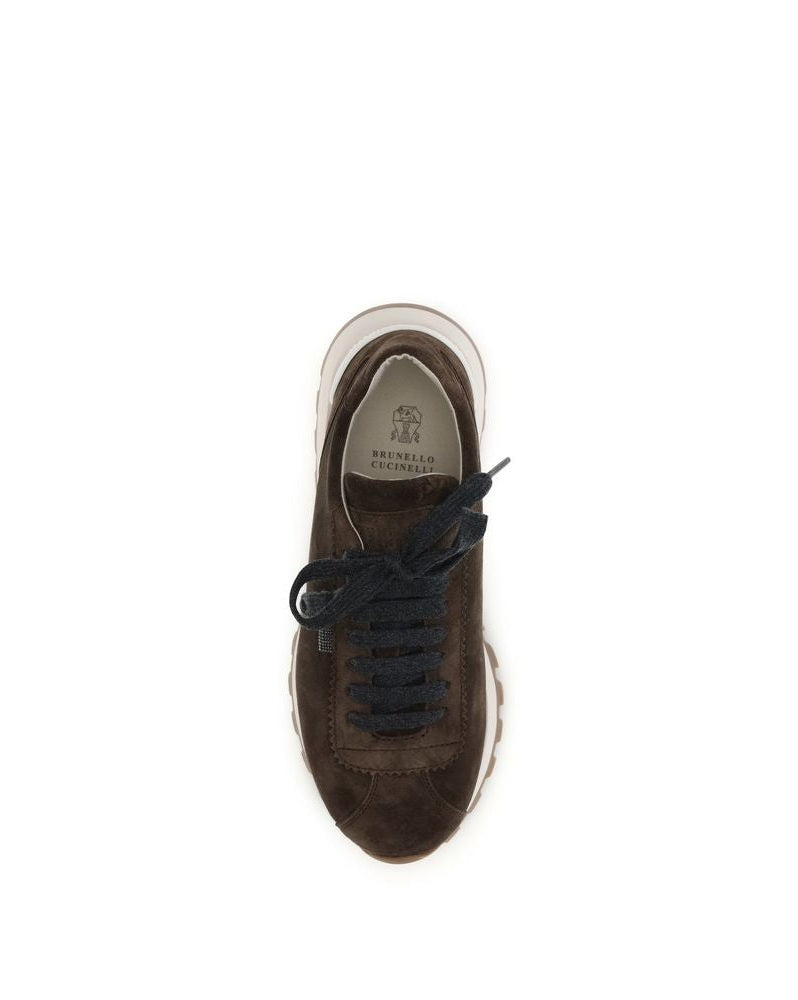 Brunello Cucinelli Brown Leather Calf Bos Taurus Athletic Sneakers Glam Steals