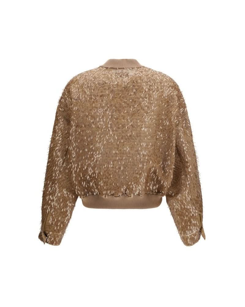 Brunello Cucinelli Brown Silk Bomber Jacket Glam Steals
