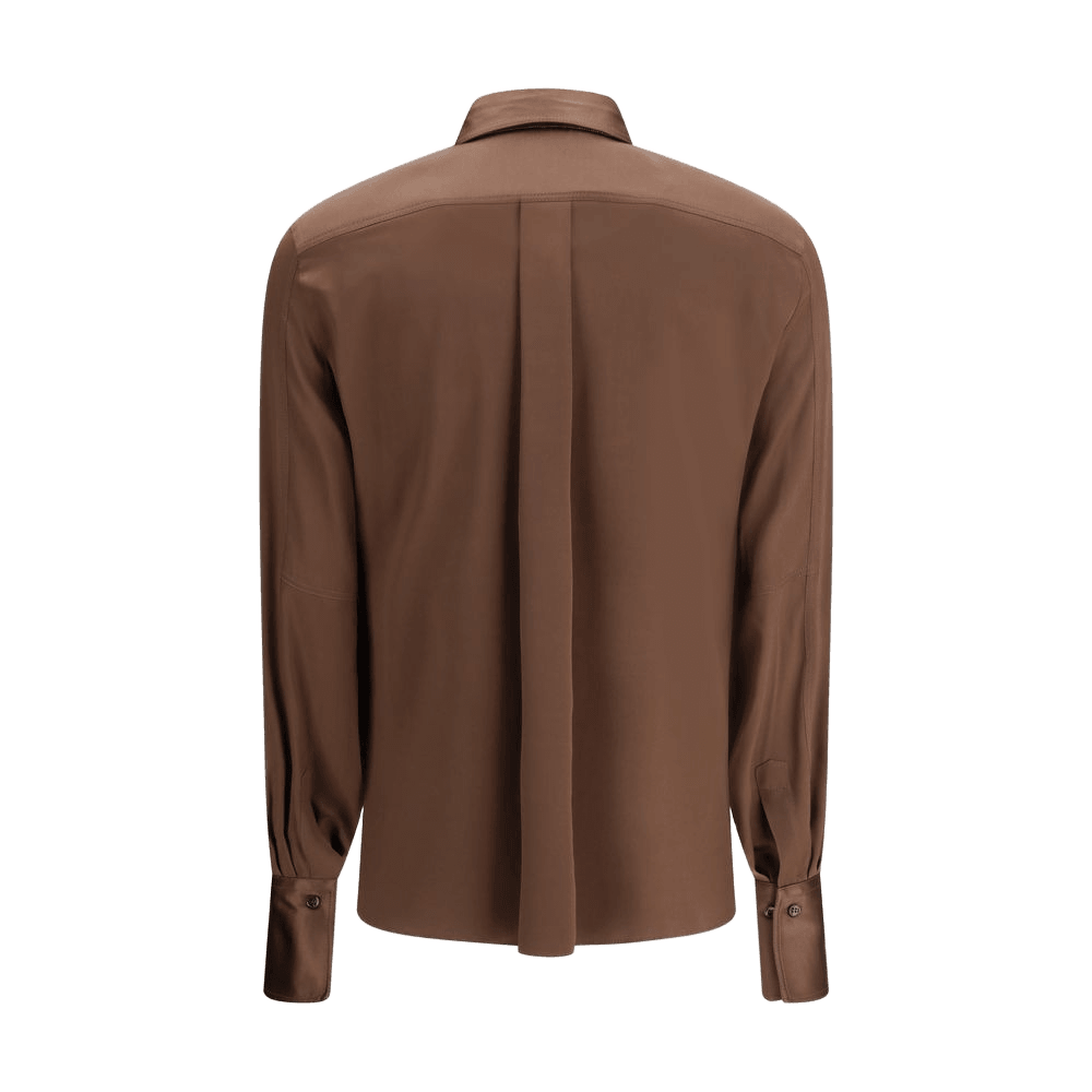 Brunello Cucinelli Brown Silk Dress Shirt