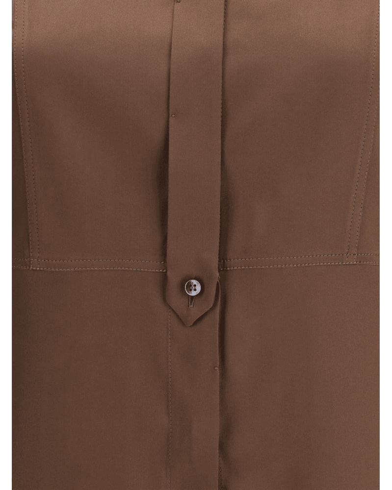 Brunello Cucinelli Brown Silk Dress Shirt Glam Steals
