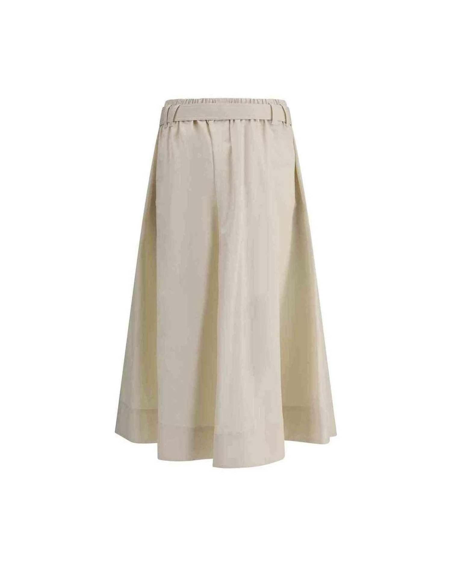 Brunello Cucinelli Cream Wide Long Skirt Skirts