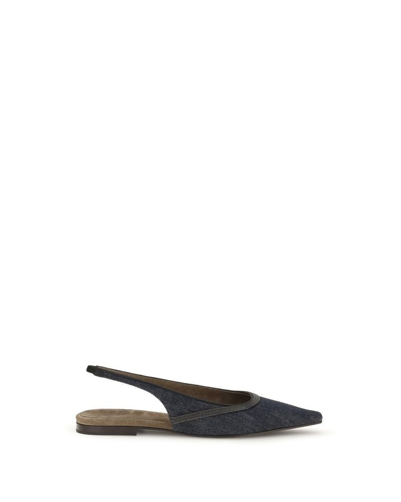 Brunello Cucinelli Denim Slingback Ballerinas Glam Steals