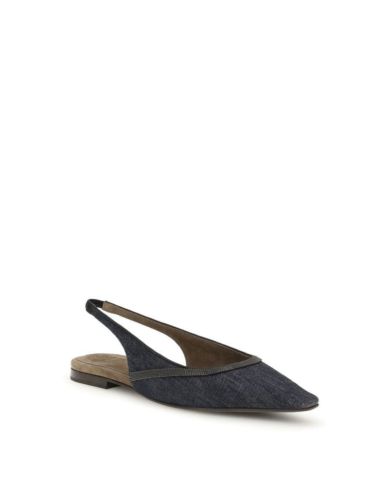 Brunello Cucinelli Denim Slingback Ballerinas Glam Steals