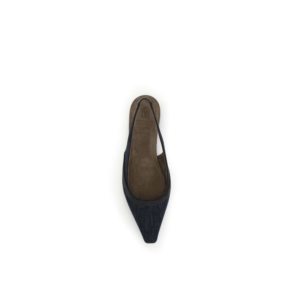 Brunello Cucinelli Denim Slingback Ballerinas Glam Steals