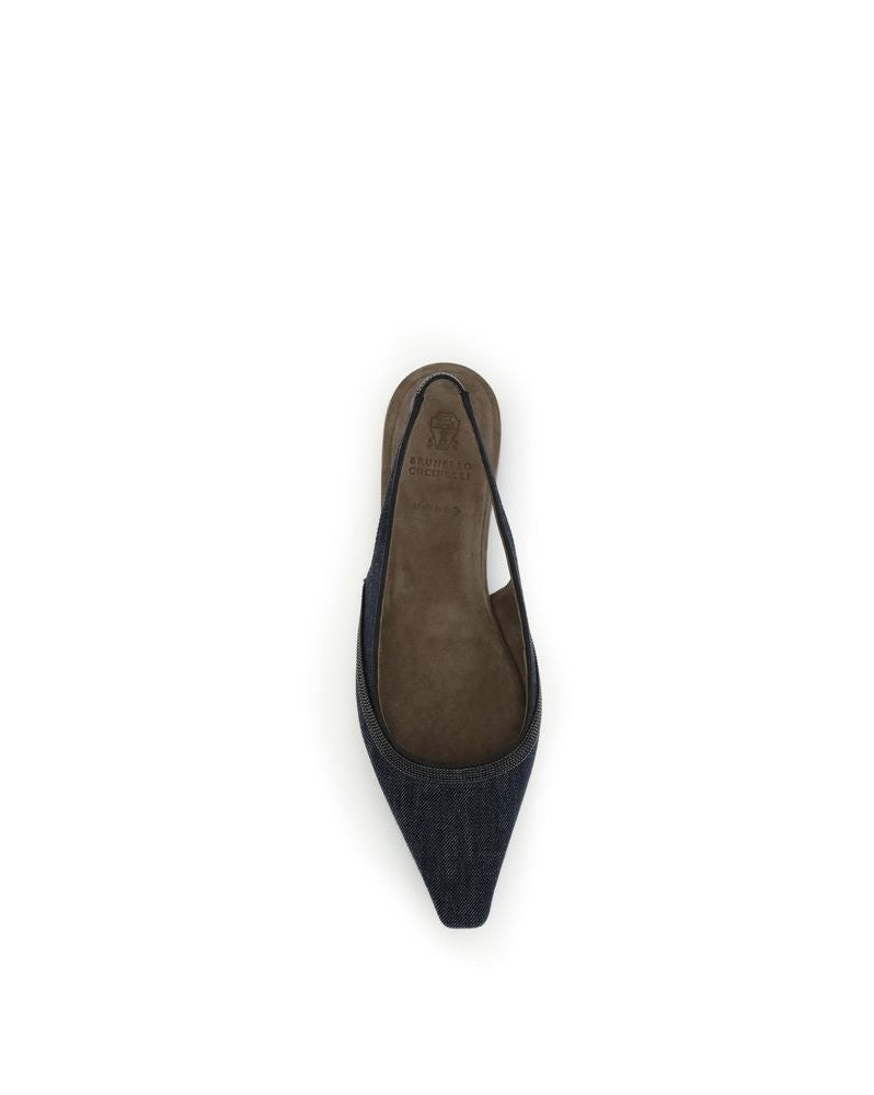 Brunello Cucinelli Denim Slingback Ballerinas Glam Steals