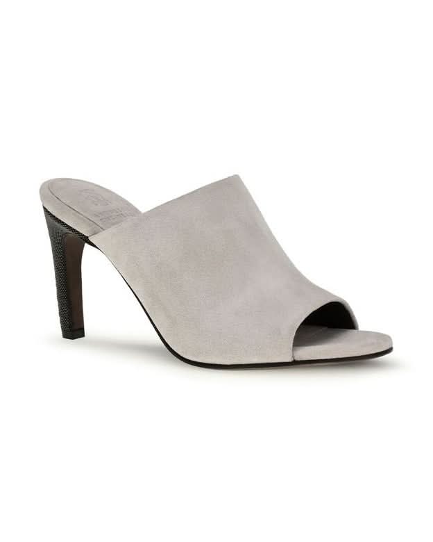 Brunello Cucinelli Gray Calf Leather Bos Taurus Mules