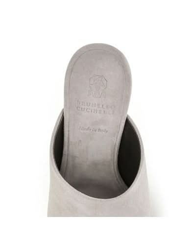 Brunello Cucinelli Gray Calf Leather Bos Taurus Mules