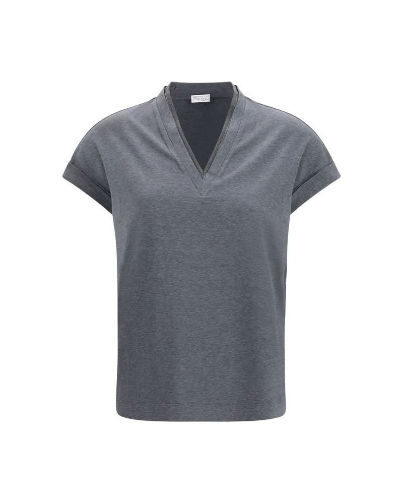 Brunello Cucinelli Gray Cotton T-shirt Glam Steals