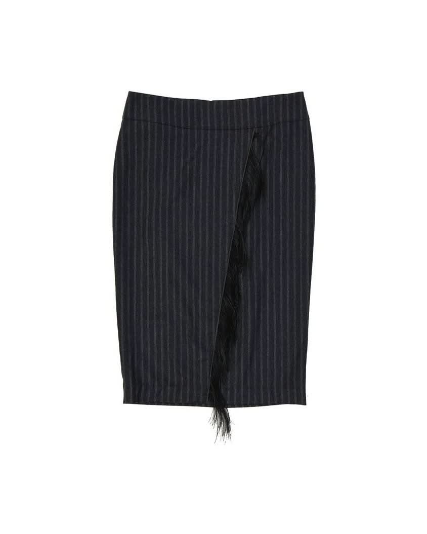 Brunello Cucinelli Gray Virgin Wool Midi Skirt Skirts